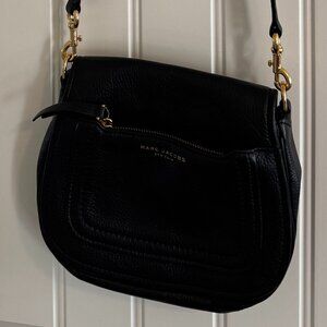 Marc Jacobs Black Pebbled Leather Saddle Crossbody Bag